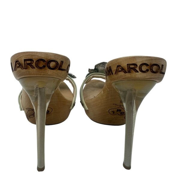 Rare Gianmarco Lorenzi Crystal Flower Wooden Platform Mules Sandals 6 Maximalist - Picture 9 of 16